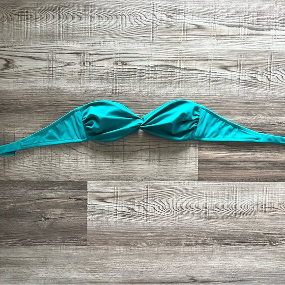 J. Crew Twisted Bandeau Bikini Tie Back Bathing Suit Top Small Teal Princess - Picture 6 of 7